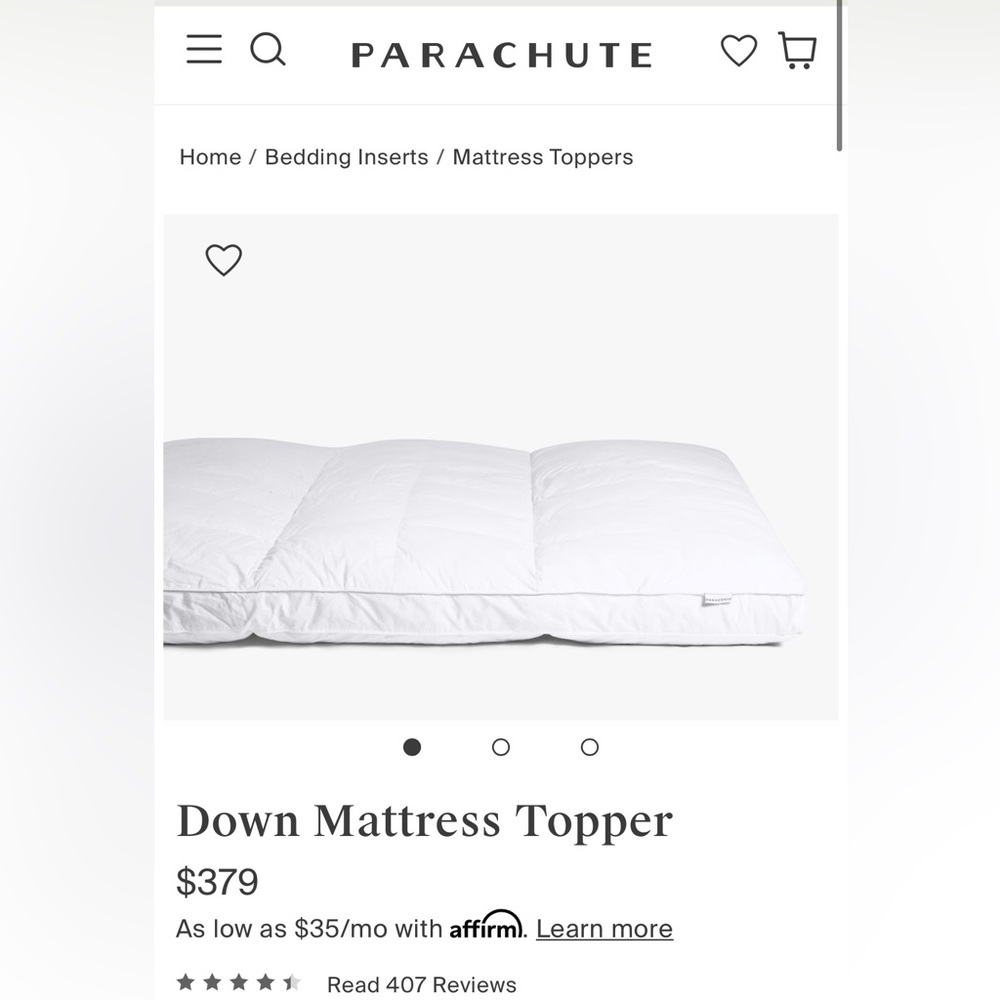 Parachute Home Down Mattress Topper